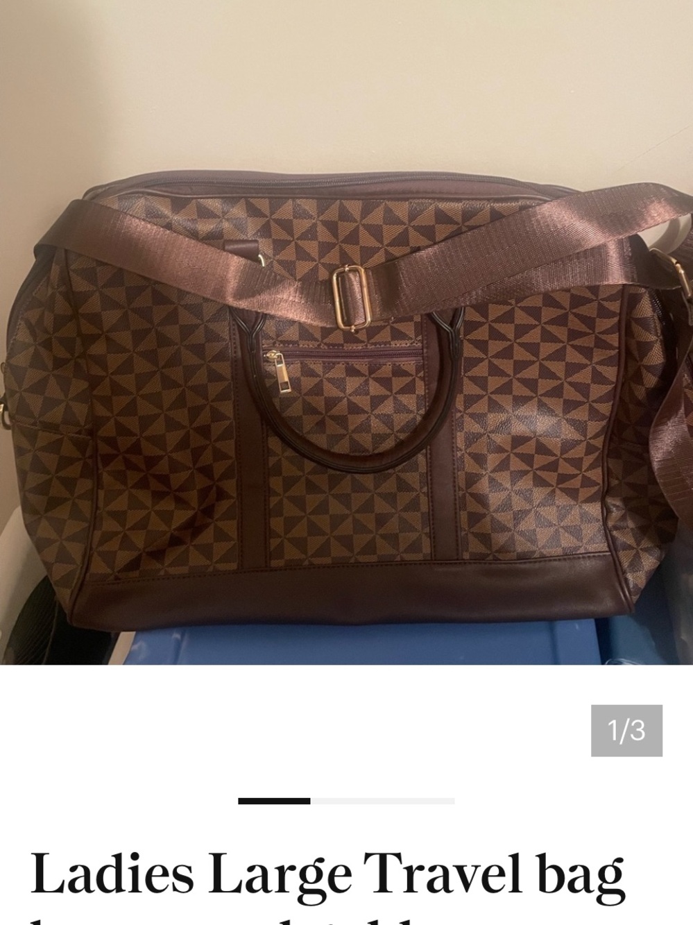 Brown Geometric Travel Duffle Bag - Men Bags